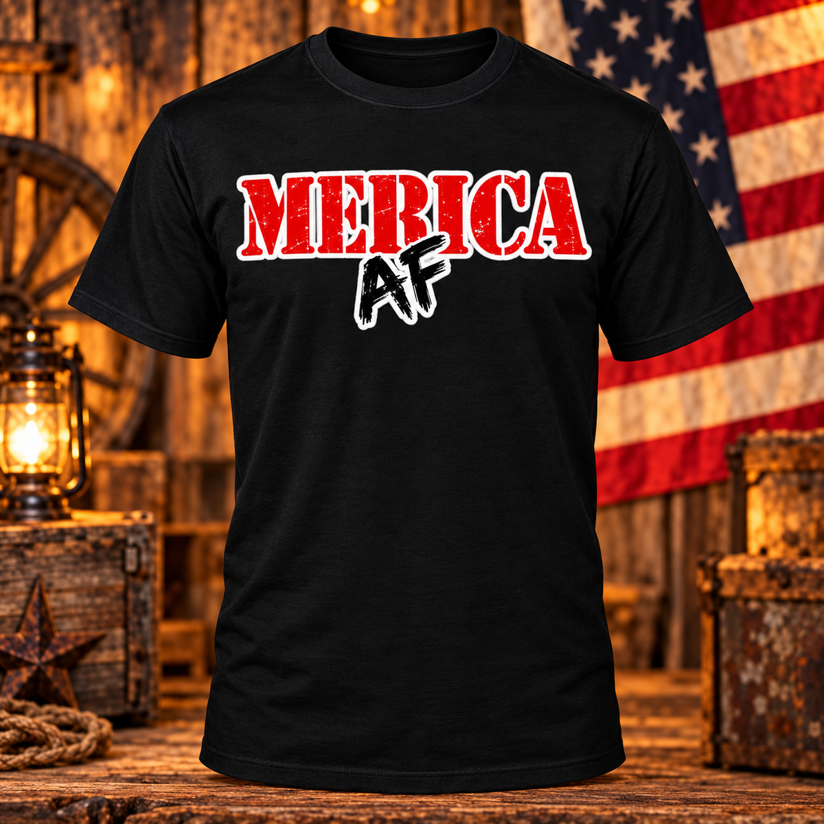 Merica AF patriotic T-shirt in black