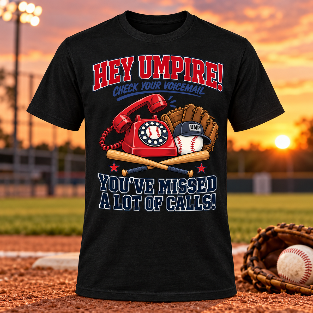 Hey Umpire Check Your Voicemail baseball T-shirt in black