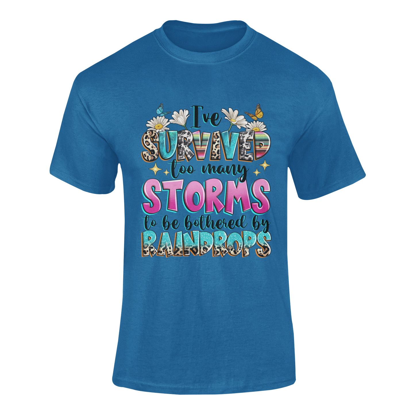 I survived Storms soft-style t shirt (Antique Sapphire)