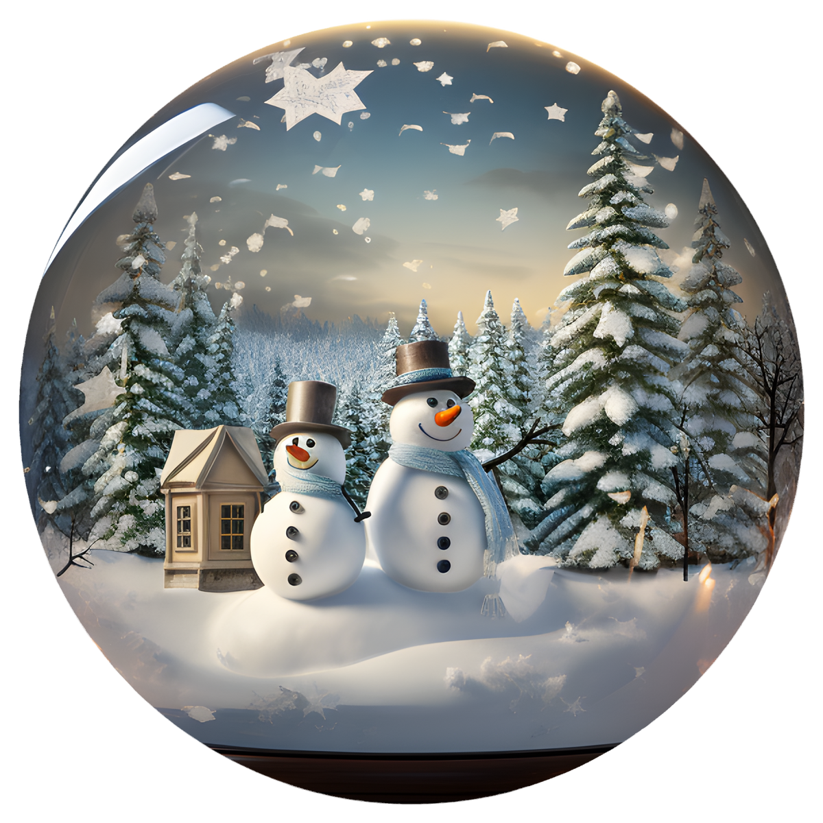Snowman Couple Flat Sublimation Ornament – Design 06 artwork