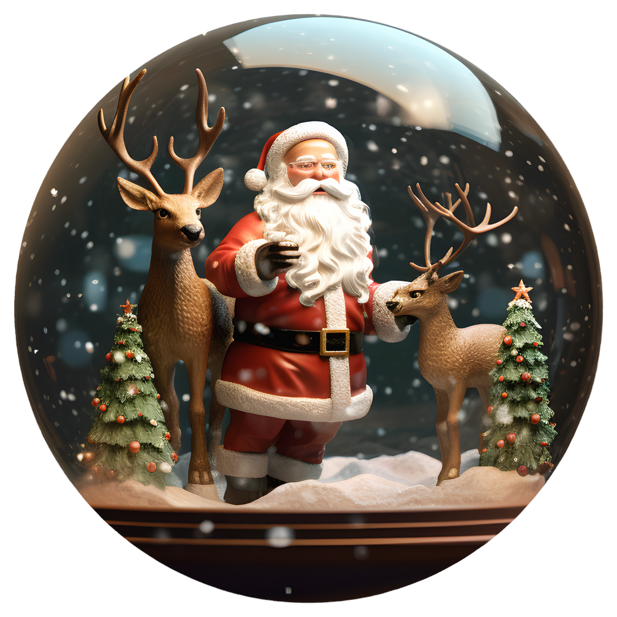 Santa and Reindeer Flat Sublimation Ornament – Design 09 artwork