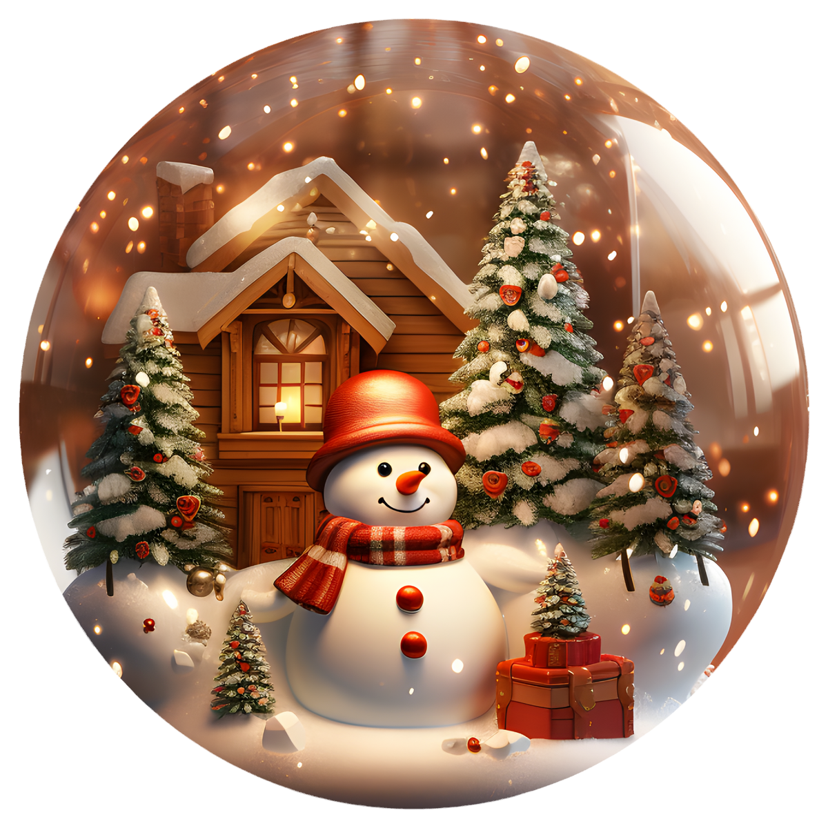 Snowman Cabin Flat Sublimation Ornament – Design 12 artwork