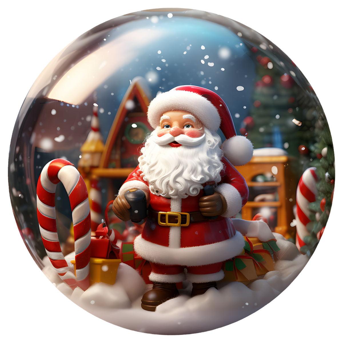 Santa with Candy Cane Flat Sublimation Ornament – Design 24 artwork