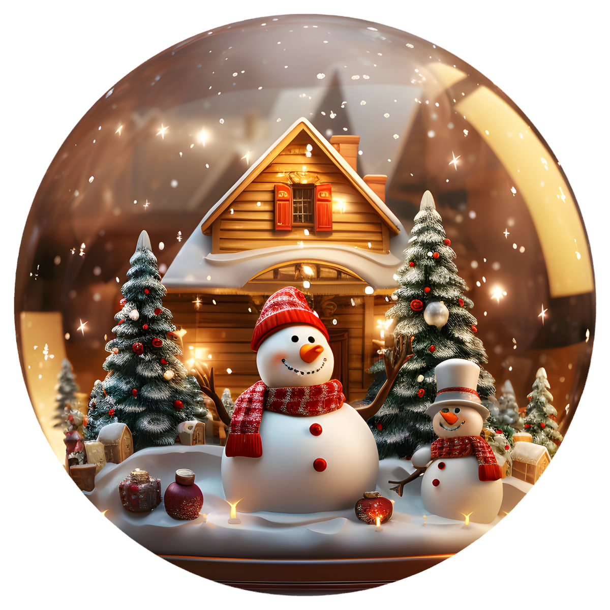Snowman Cottage Flat Sublimation Ornament – Design 35 artwork