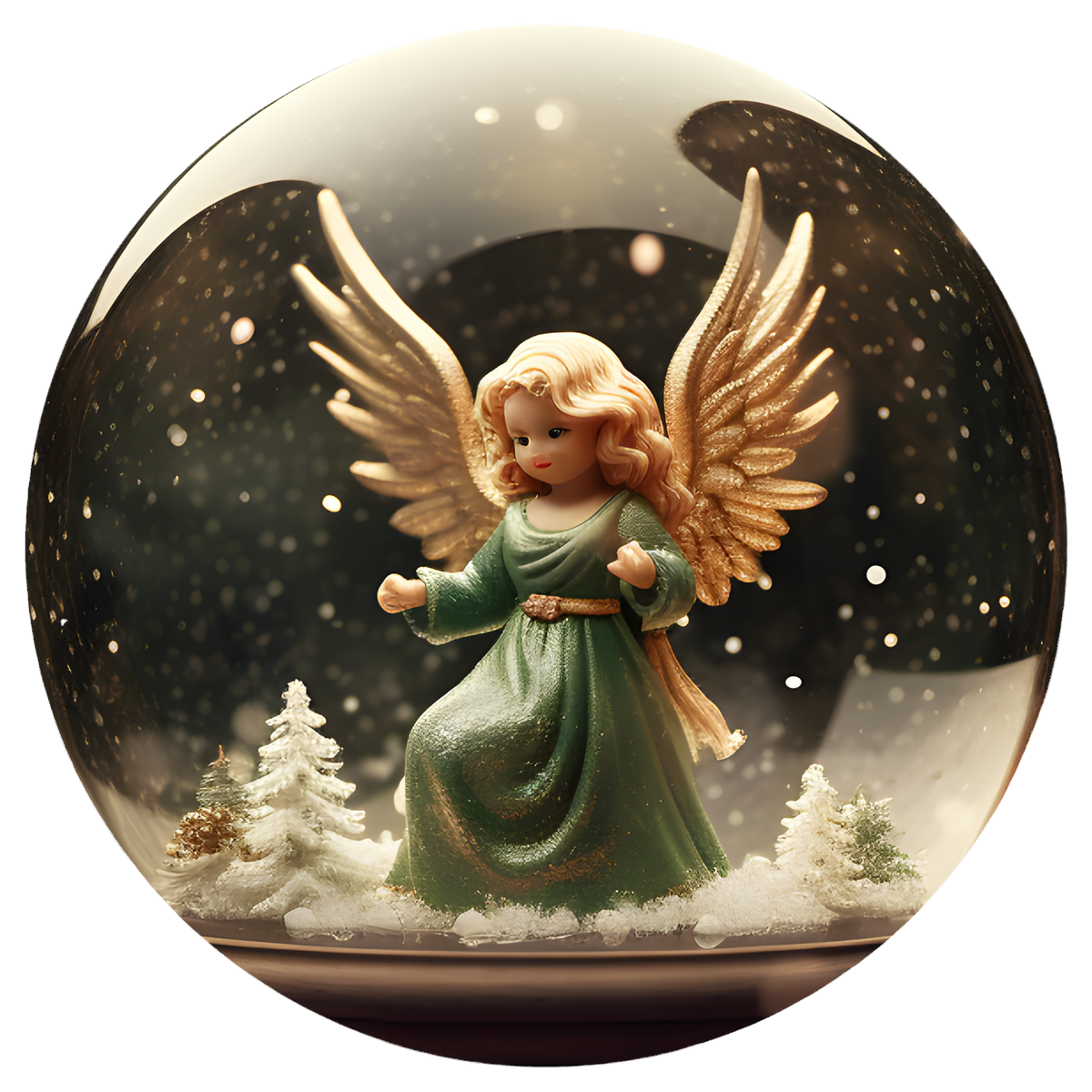 Green Winter Angel Flat Sublimation Ornament – Design 43 artwork