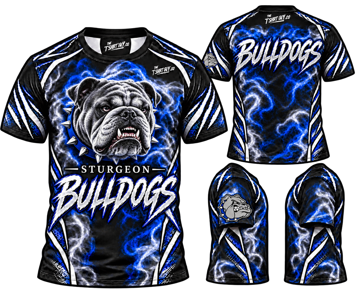 Smoky Sturgeon Bulldogs all-over-print shirt front and back