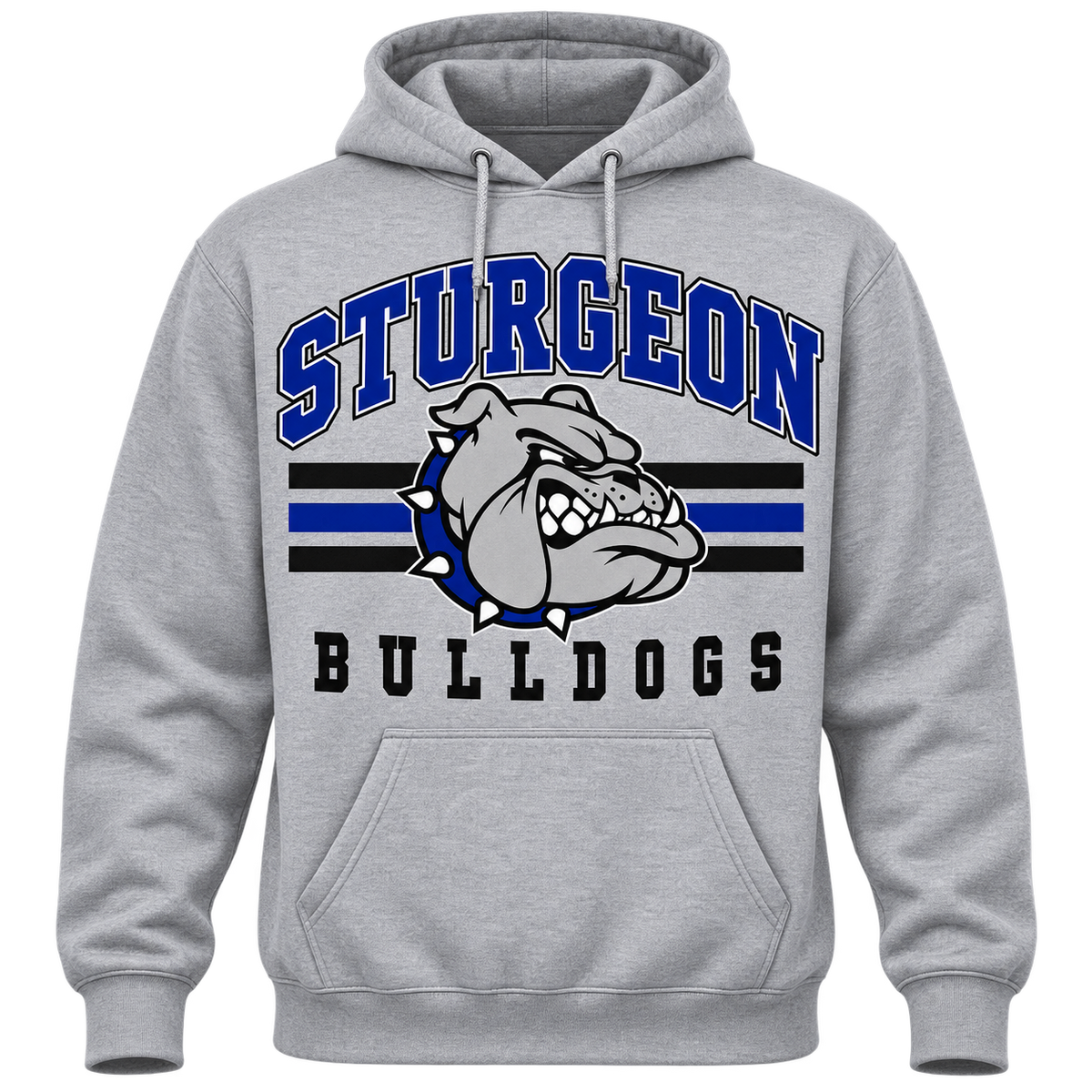 Sturgeon Bulldogs Stripes — Gray Pullover Hoodie