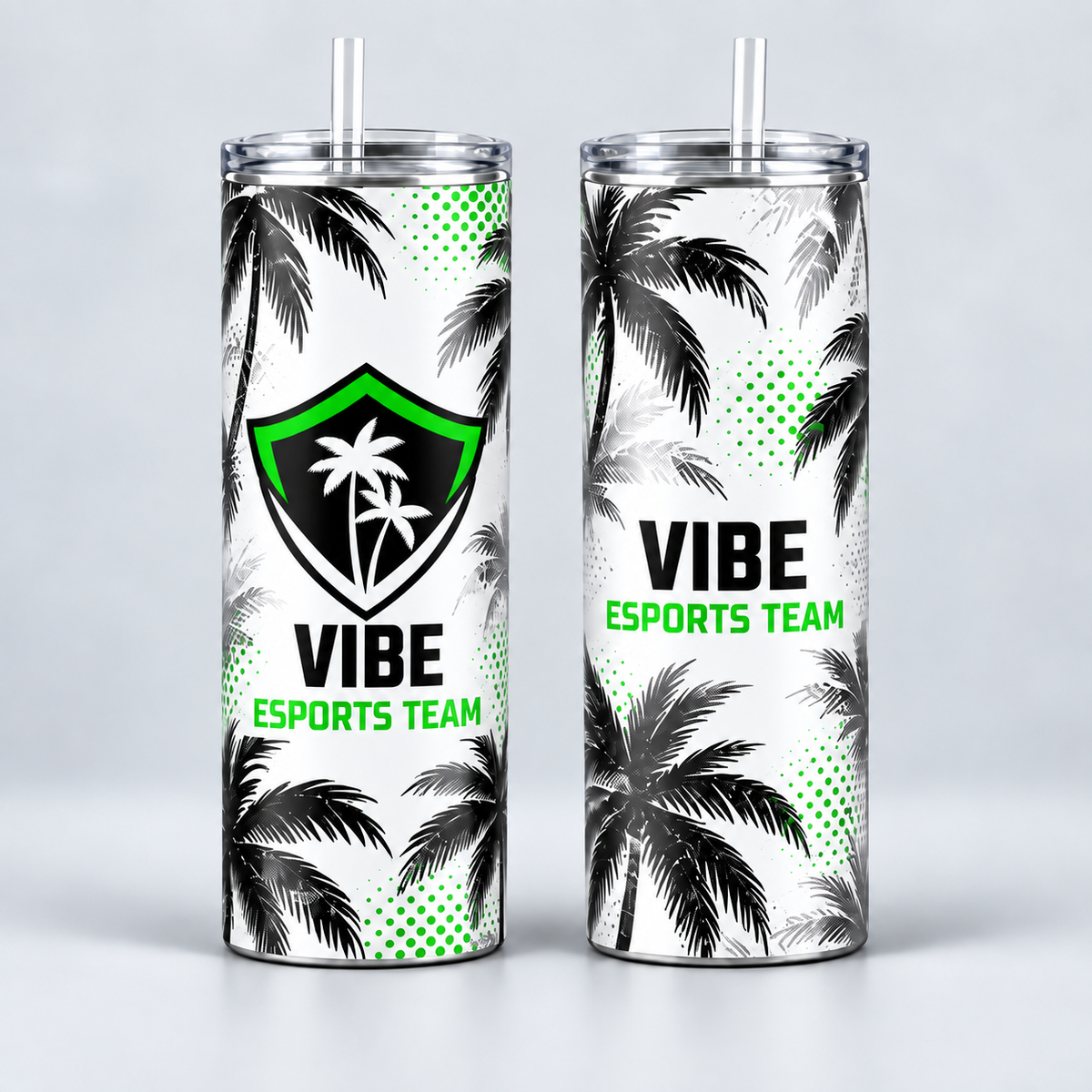 VIBE Arctic Palm 20 oz Straight Tumbler front and back, star-free logo