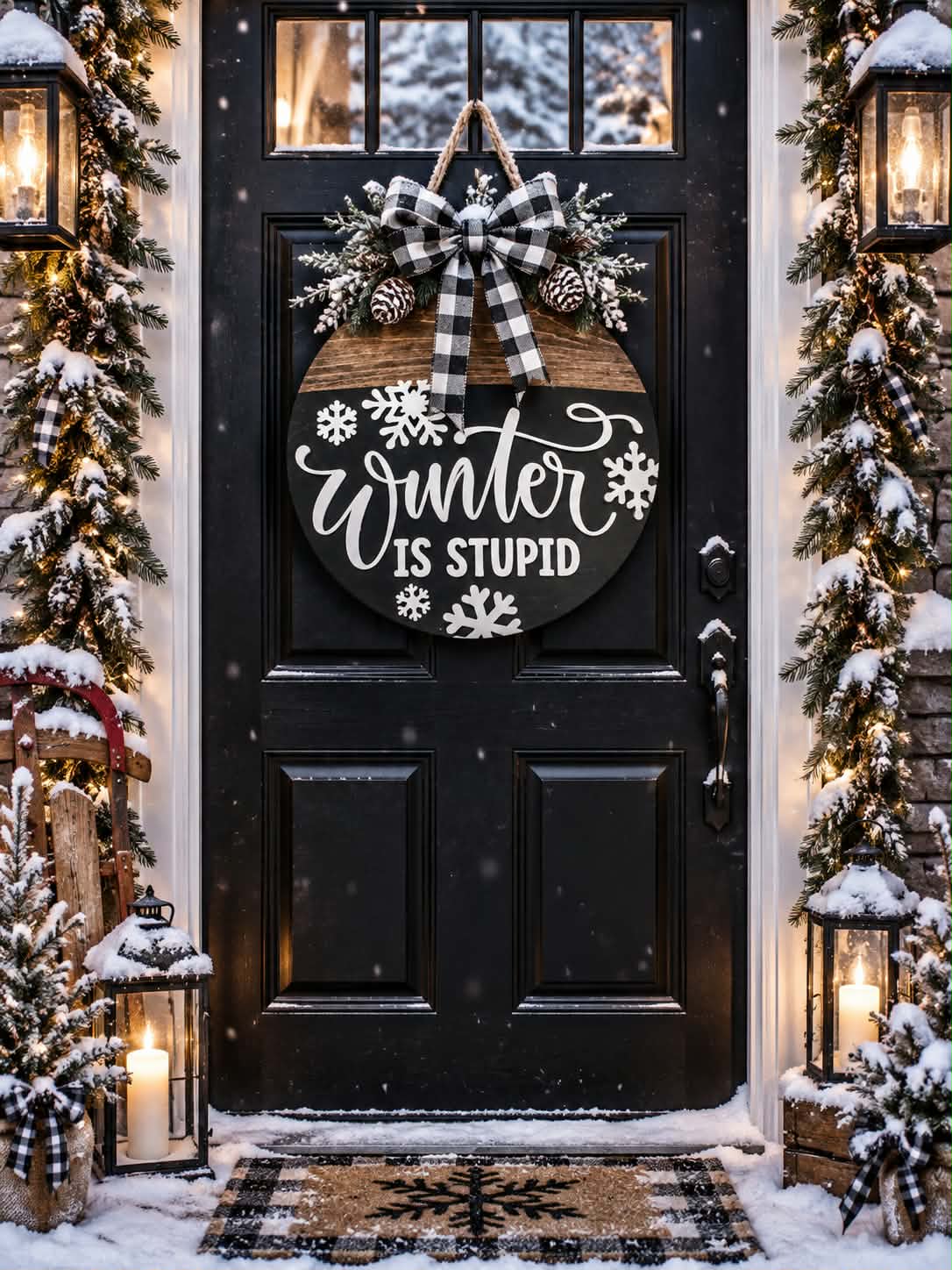 Winter Is Stupid 18-inch door hanger