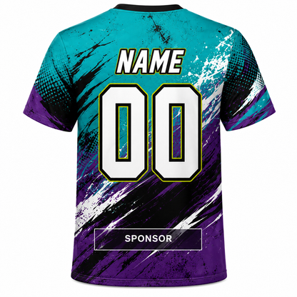 Twisters Teal Purple Hockey Uniform Shirt back