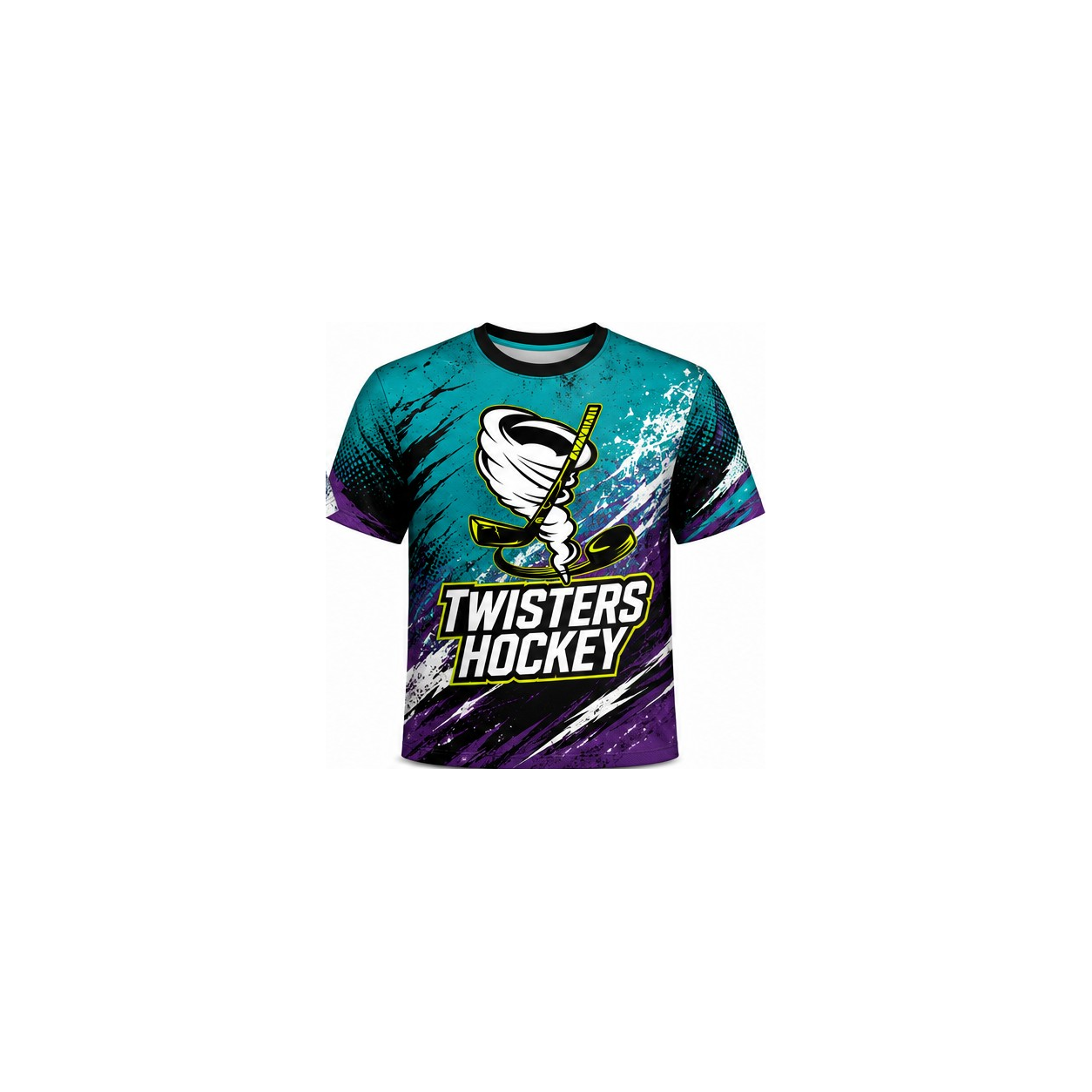 Twisters Teal Purple Hockey Uniform Shirt front