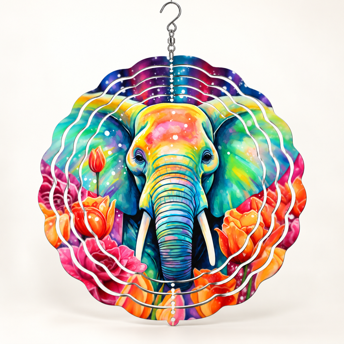 Elephant and Flowers Wind Spinner product mockup