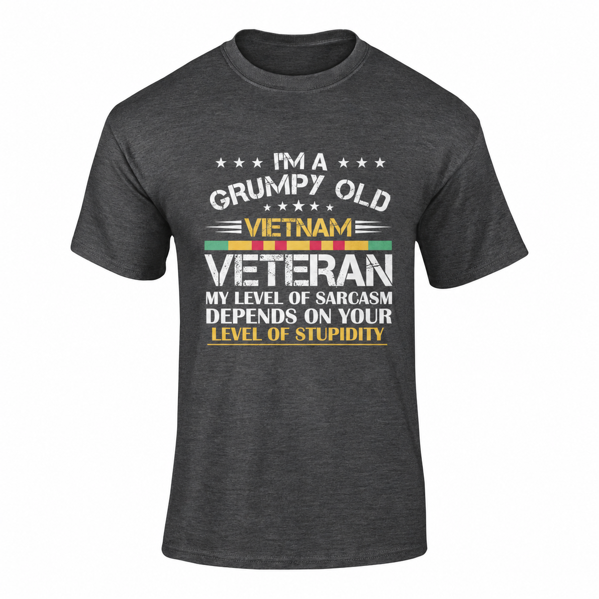 Grumpy Old Vietnam Veteran — Softstyle T-Shirt (Black) in Dark Heather