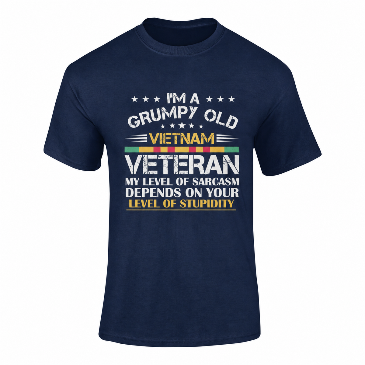 Grumpy Old Vietnam Veteran — Softstyle T-Shirt (Black) in Navy
