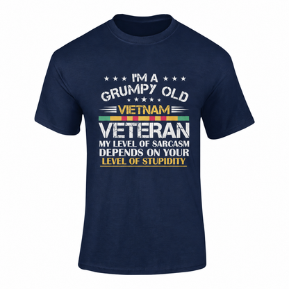 Grumpy Old Vietnam Veteran — Softstyle T-Shirt (Black) in Navy