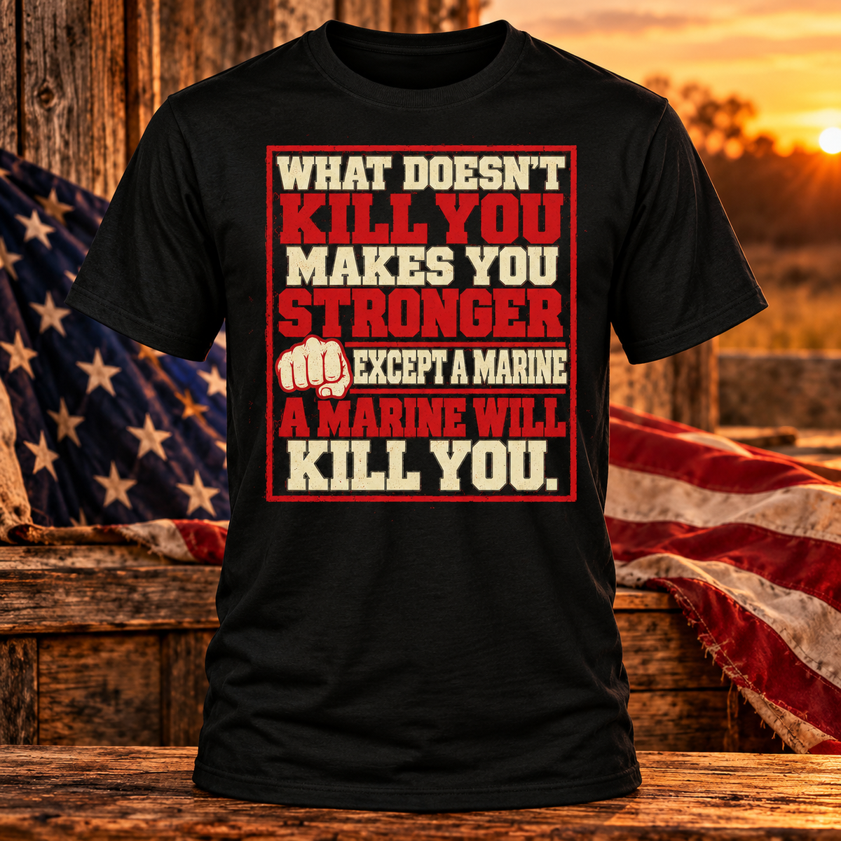 Marine strength quote T-shirt in black
