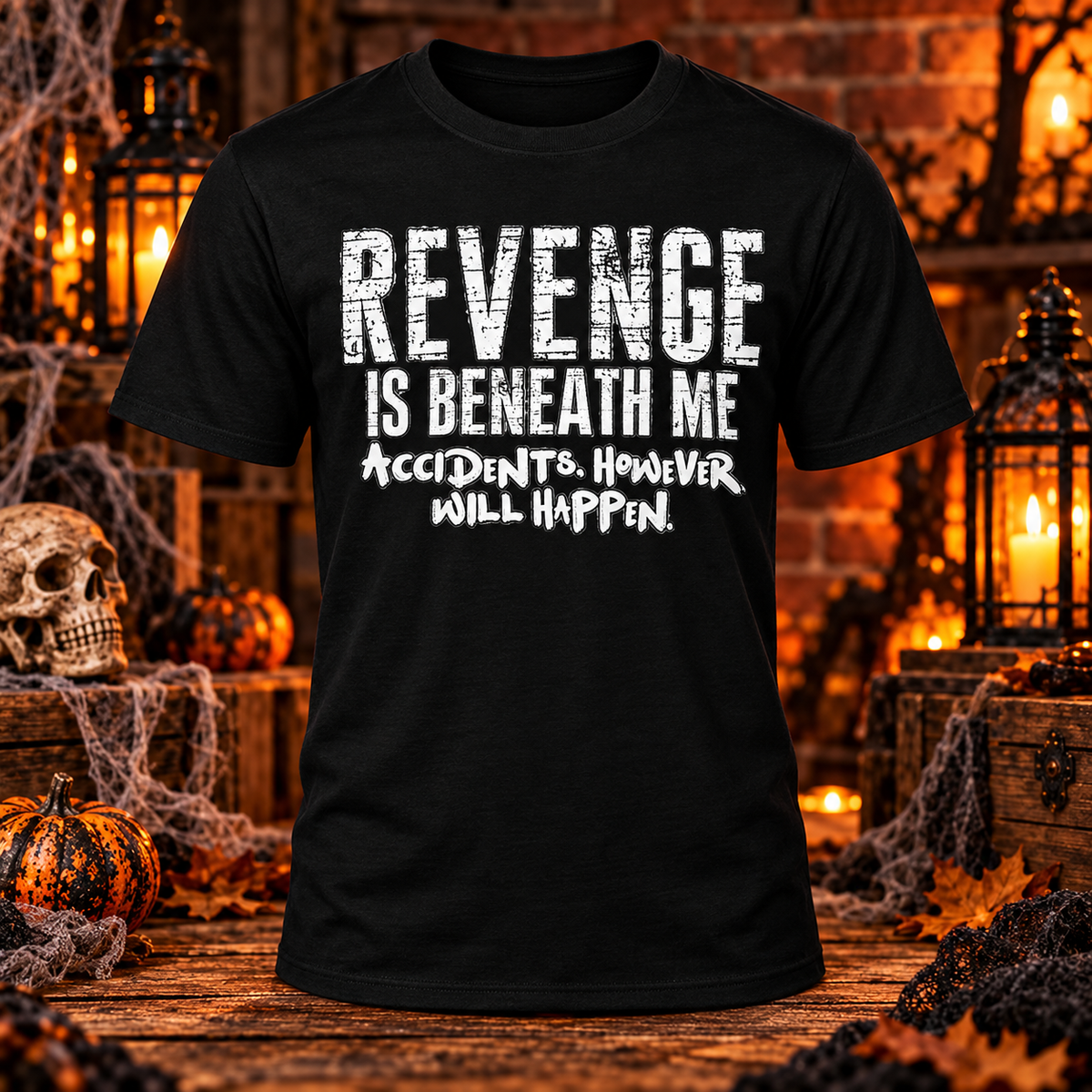 Revenge Is Beneath Me sarcastic Halloween T-shirt in black
