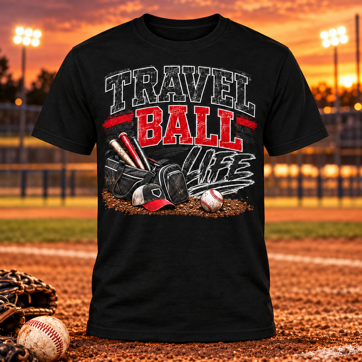 Travel Ball Life baseball T-shirt in black