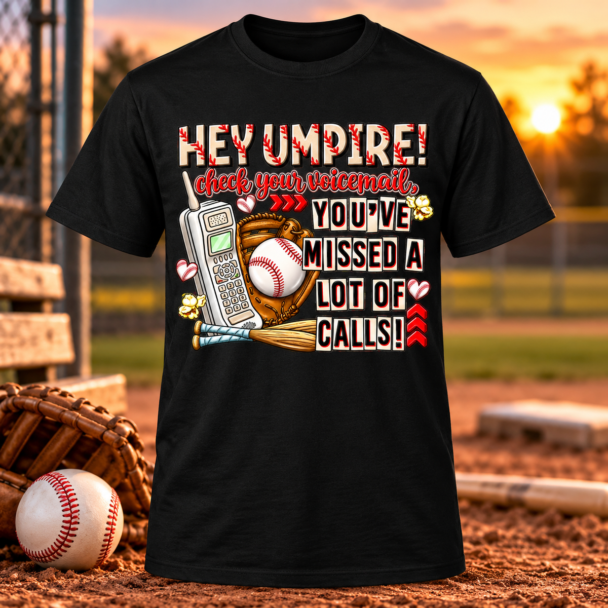 Hey Umpire You've Missed a Lot of Calls baseball T-shirt in black