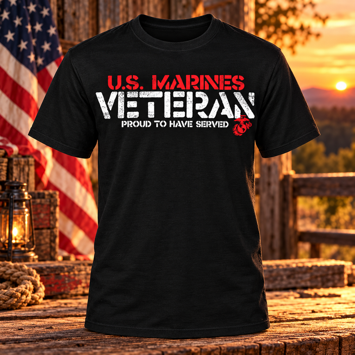 U.S. Marines Veteran proud to have served T-shirt in black