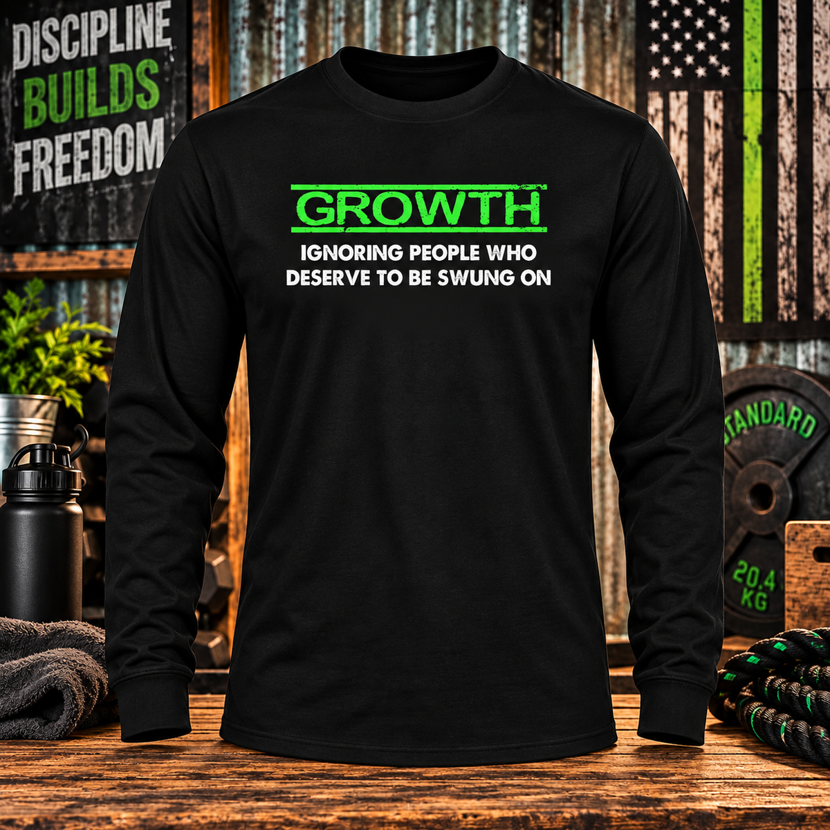 Growth — Ignoring People Black Long Sleeve with themed background