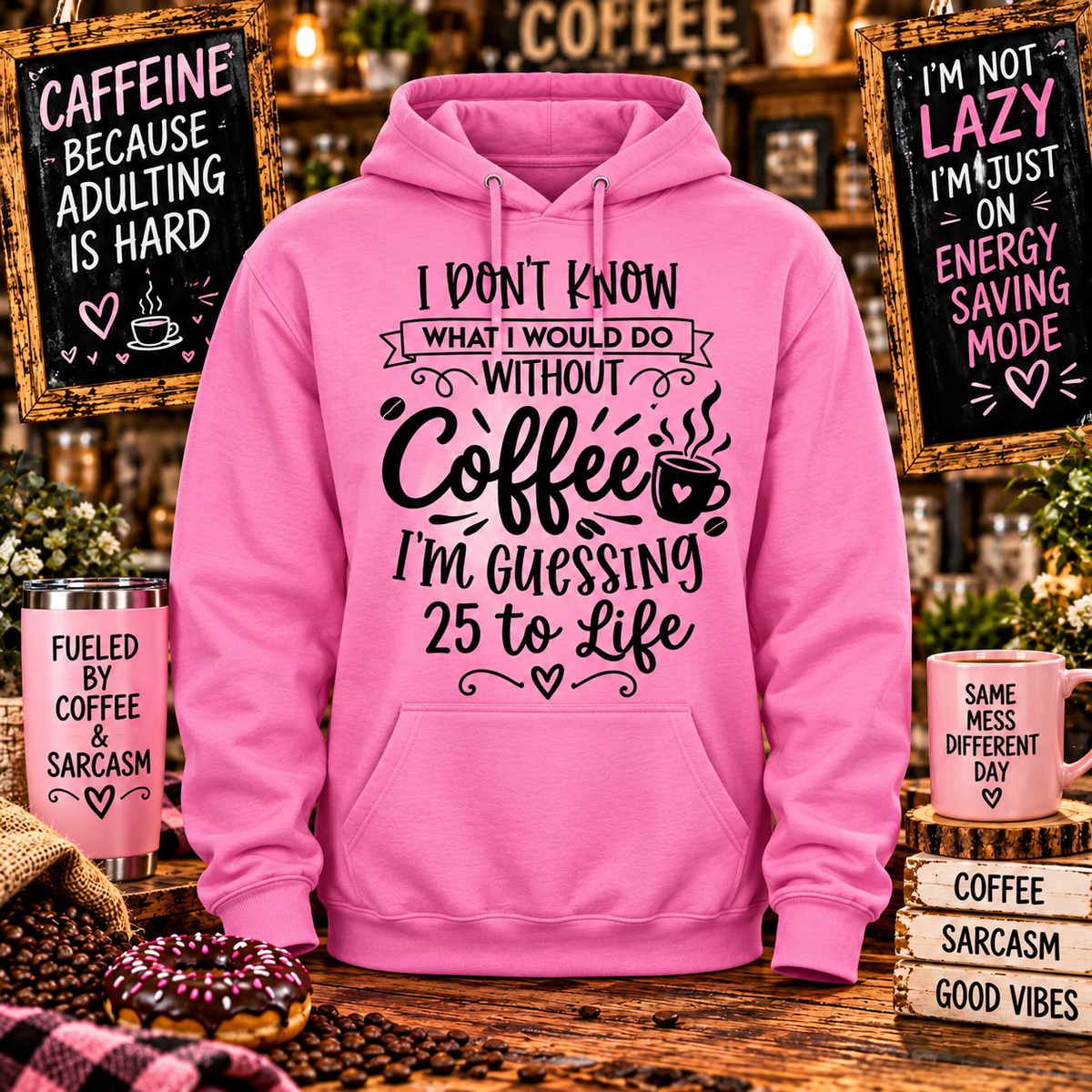 25 to Life Pink Hoodie with themed background