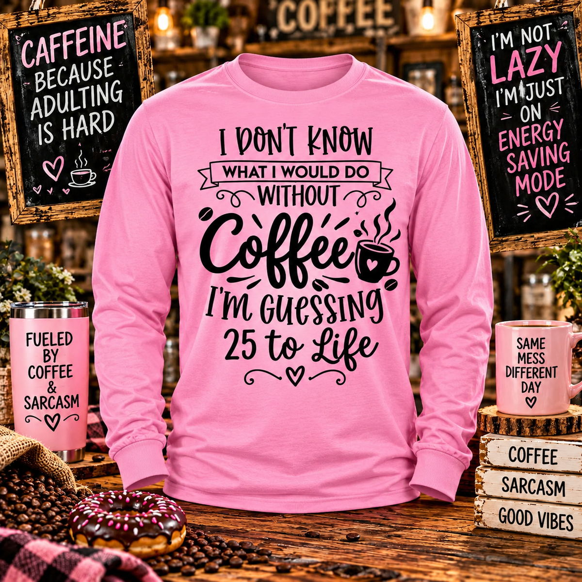 25 to Life Pink Long Sleeve with themed background