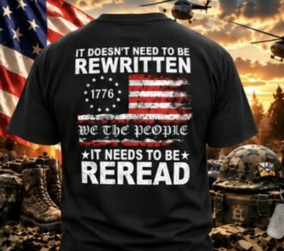 We the People — Reread Black T-shirt with themed background