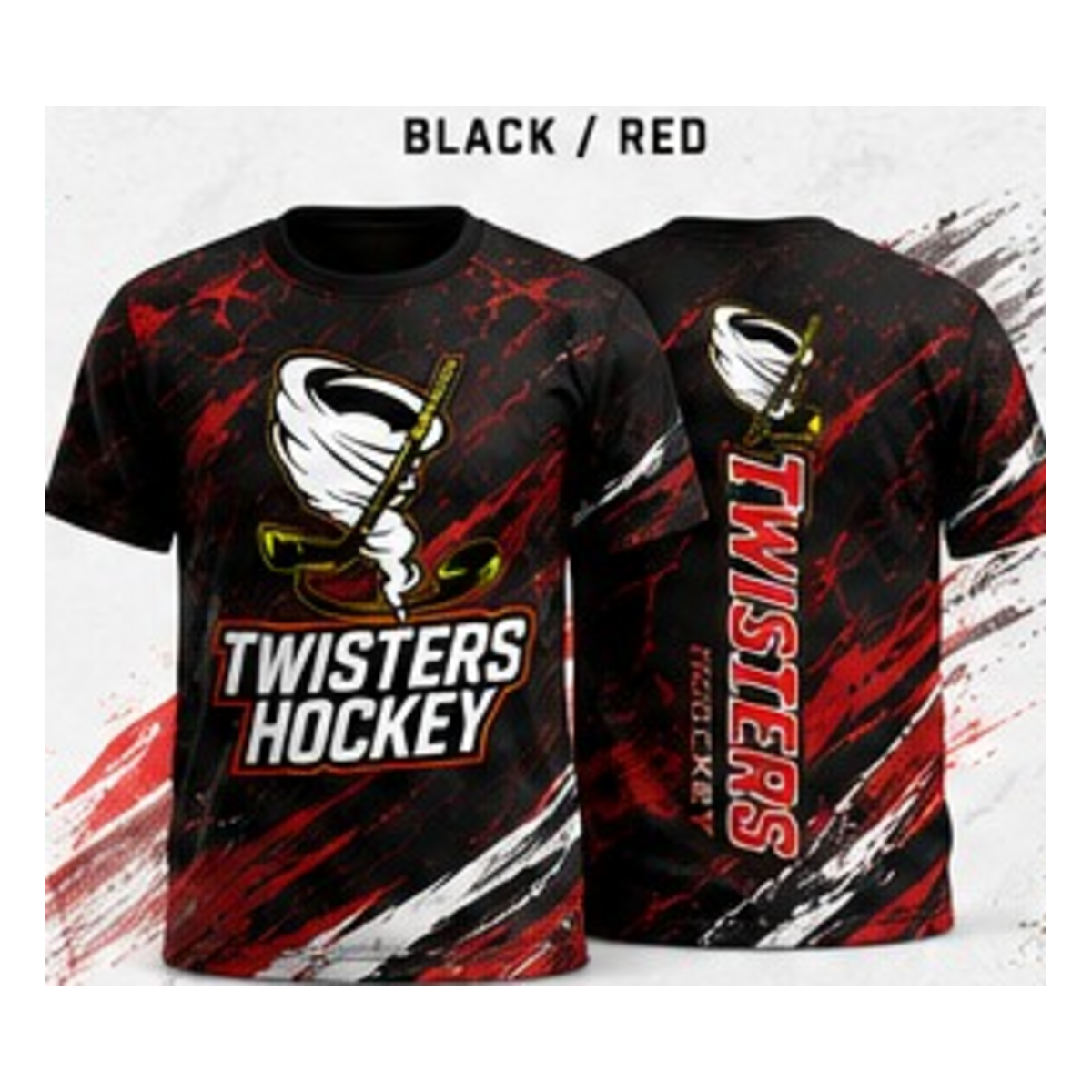 Twisters Black / Red performance T-shirt front and back