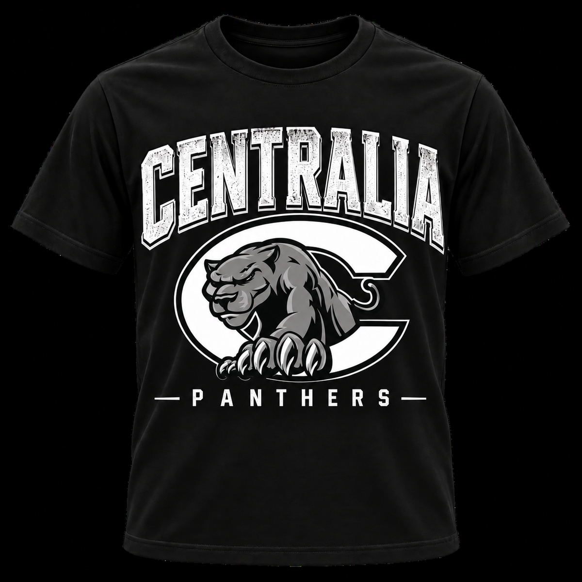 Centralia Panthers Classic — Black Cotton T-Shirt