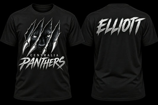 Centralia Panthers claw shirt with example ELLIOTT personalization