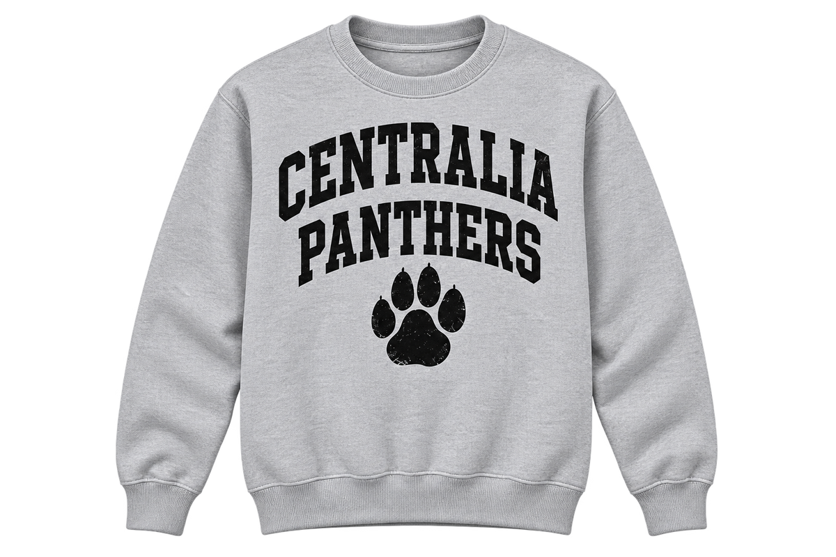 Centralia Panthers Paw — Gray Crewneck Sweatshirt
