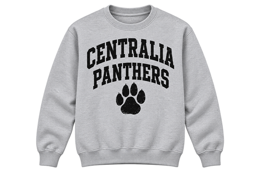 Centralia Panthers Paw — Gray Crewneck Sweatshirt