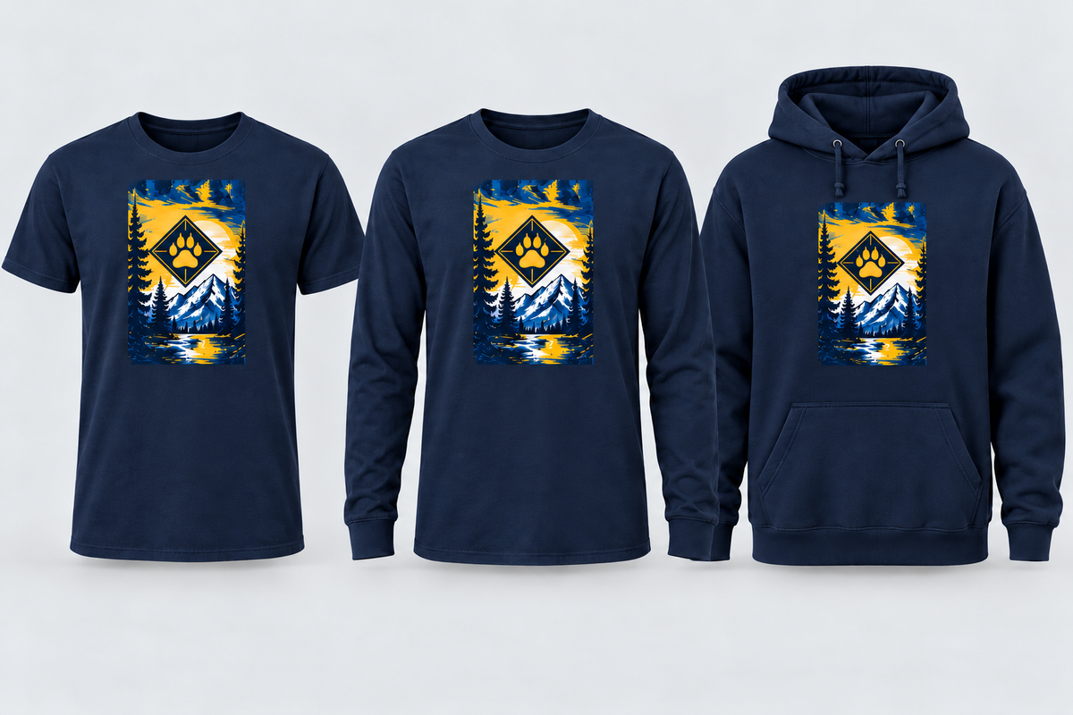Paw and mountain picture-only navy apparel