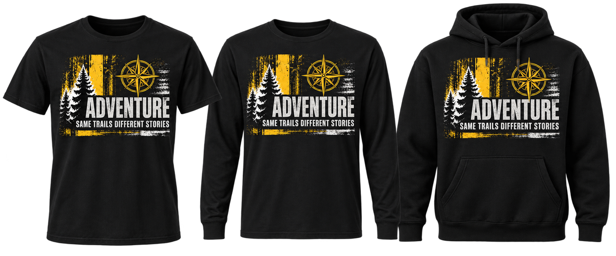Same Trails Different Stories three apparel styles