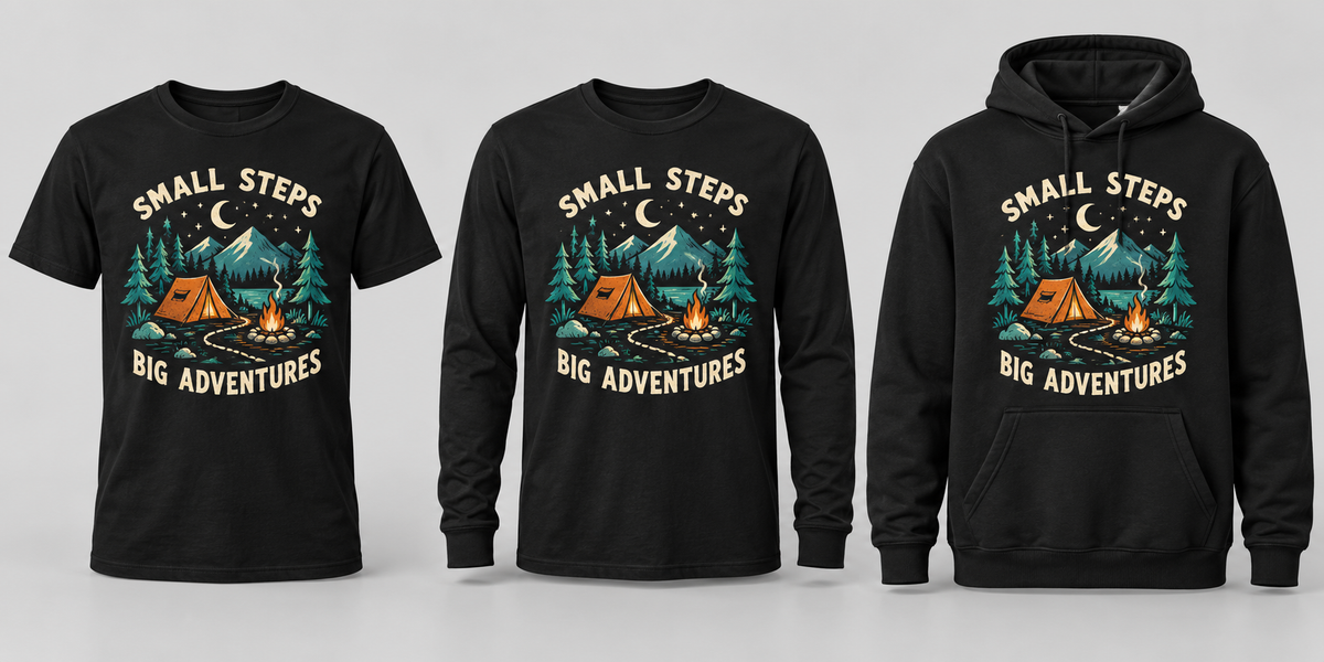 Small Steps Big Adventures black T-shirt, long sleeve and hoodie