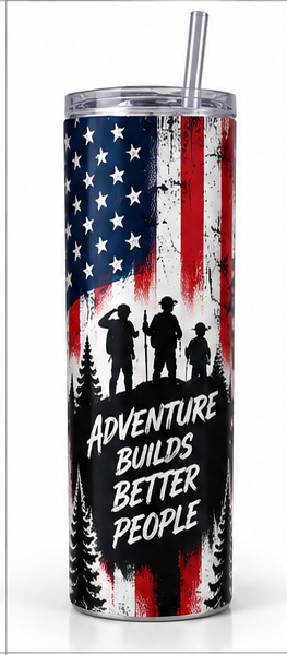 Adventure Builds Better People tumbler