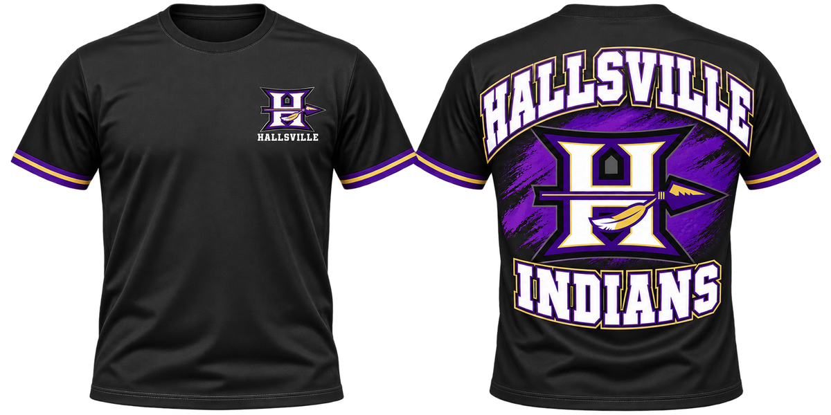 Hallsville Indians Small Chest & Bold Back Shirt