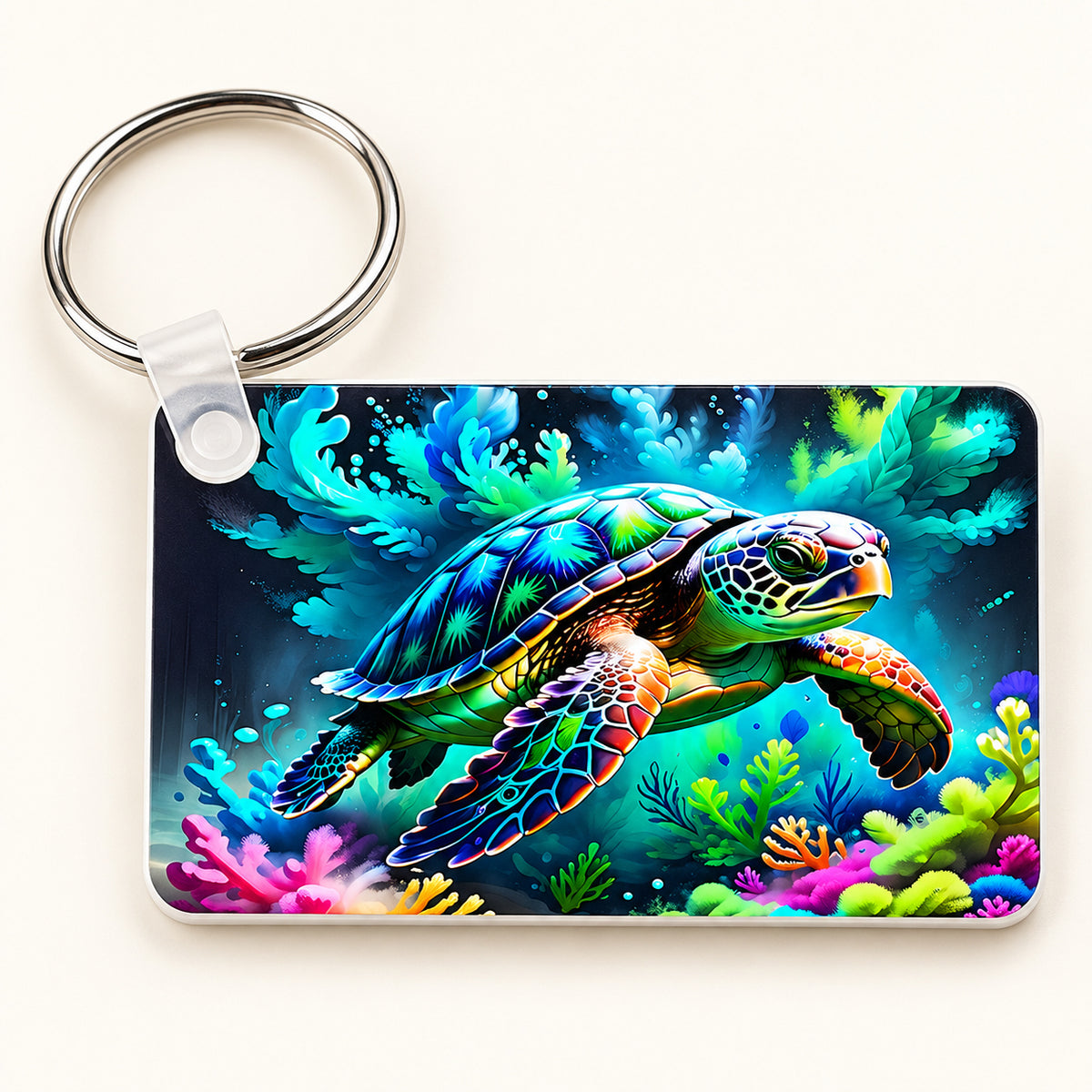 Neon Sea Turtle keychain