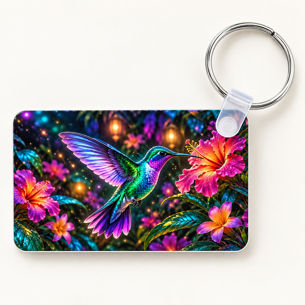 Hummingbird Flowers keychain