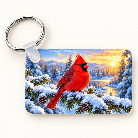 Winter Cardinal keychain
