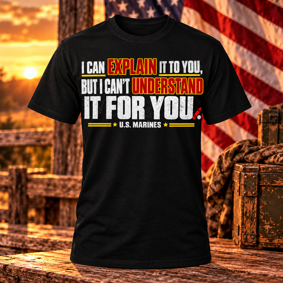 Black U.S. Marines T-shirt reading I can explain it to you but I can't understand it for you