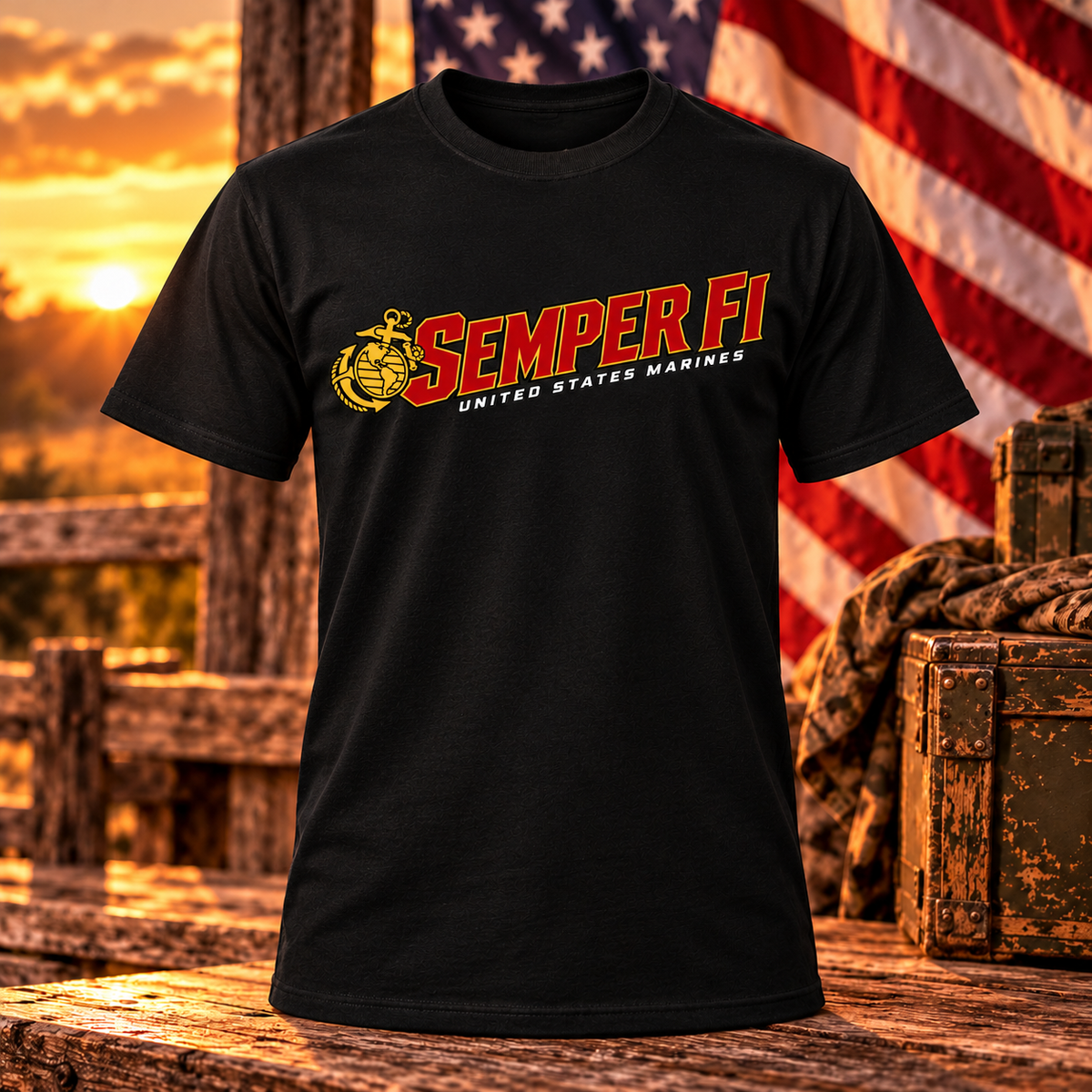 Black Semper Fi United States Marines T-shirt