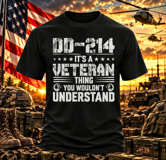 It's a Veteran Thing - White Black T-shirt with themed background