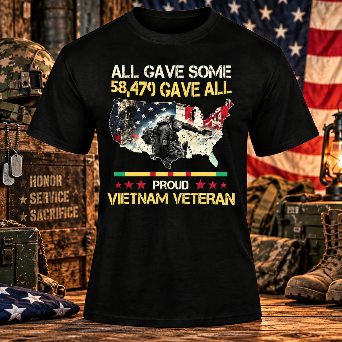 58479 Gave All Black T-shirt with themed background