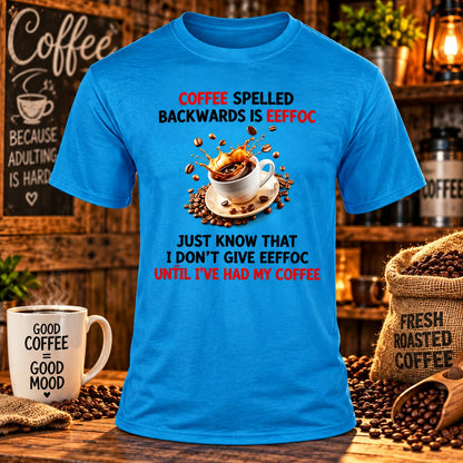 eeffoc Sapphire Blue T-shirt with themed background