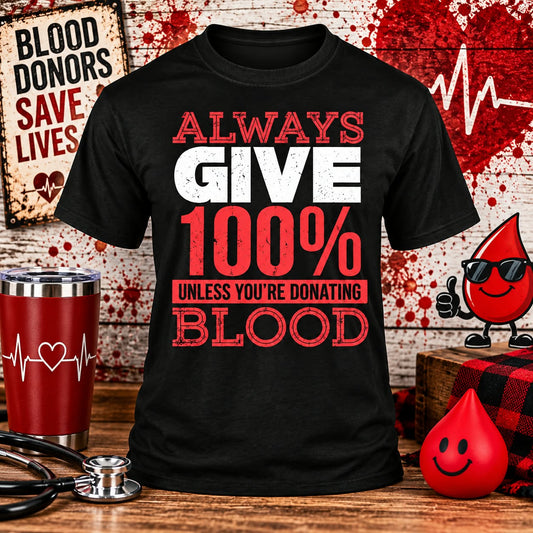 Give 100 Black T-shirt with themed background