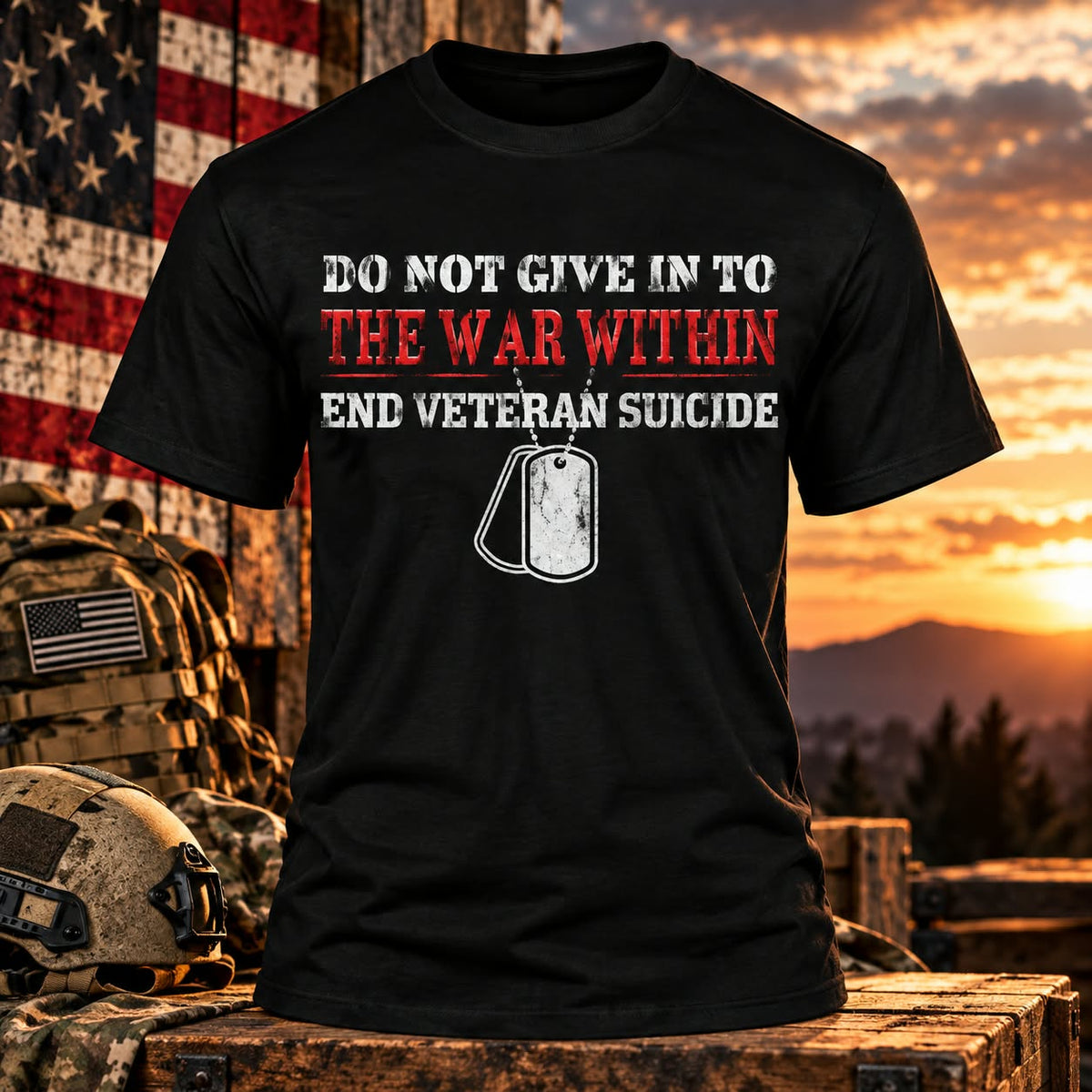 Do Not Give In Black T-shirt with themed background