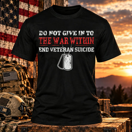 Do Not Give In Black T-shirt with themed background