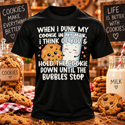 Dunk Your Cookies Black T-shirt with themed background